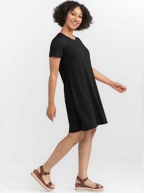 Woolx Merino Wool Georgie Everyday T-Shirt Mini Dress Black Size Large